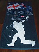 CRICKET-BALL-ASHES-W/SOUND-&-REBEL-ASHES-TOWEL-NEW-AUSTRALIA-VS-ENGLAND-COLLECTORS-ITEM-+-SOFT-BALL-2-piece-set